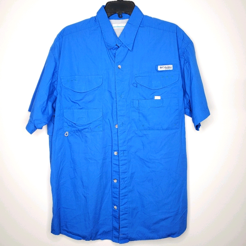 24) COLUMBIA 5 pocket button down Fishing Shirt Sz. M